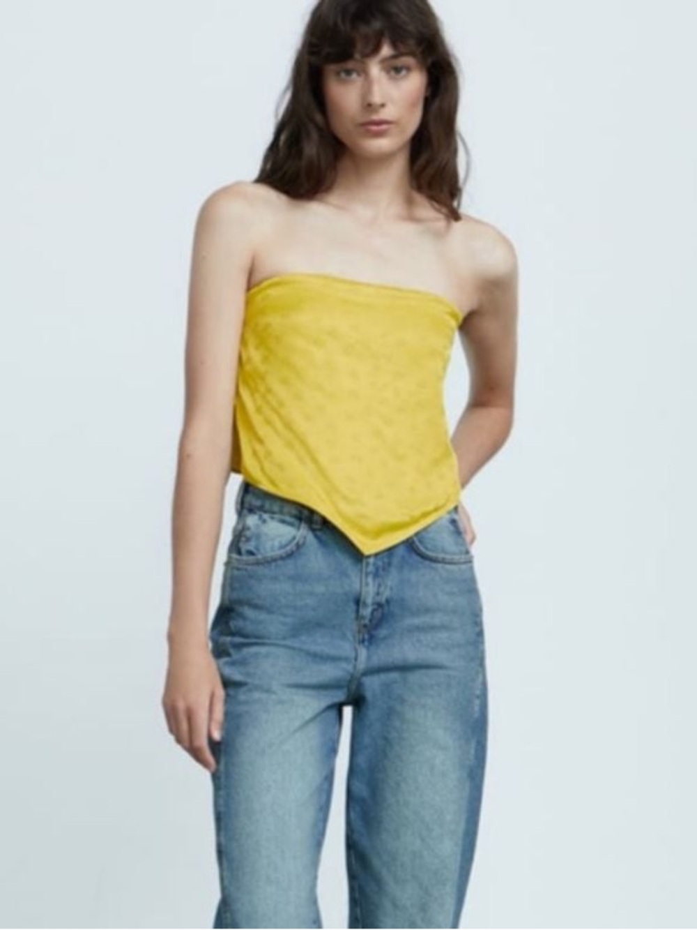 Zara Strapless Yellow Bandana-Style Women’s Top with tie back 90's y2k